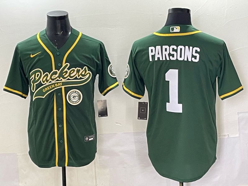 Men 2025 Nike Green Bay Packers #1 Parsons Green Joint Name  Limited NFL Jersey style 043